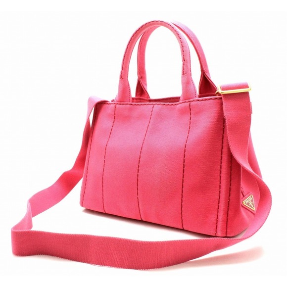 Prada Peonia Mini Bag Bag Pink 2WAY Canapa Tote Shoulder - Picture 1 of 9